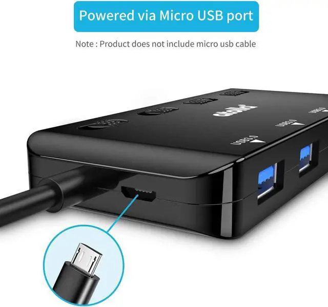 Alt view image 6 of 7 - USB SD Card Reader, atolla USB Hub with SD/Micro SD Card Reader, USB Splitter with 3 USB Ports, 2 Card Slots and Individual LED Power Switches