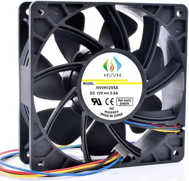 Alt view image 2 of 7 - Dual Ball Bearings High Speed Durable 4 Pin DC 12V 5A 7000 RPM Cooling Fan Brushless Replacement Case Fan for Antminer Bitmain S7 S9 D3 L3 E9 T9 etc All BTC Miner Server (5A 7000RPM)