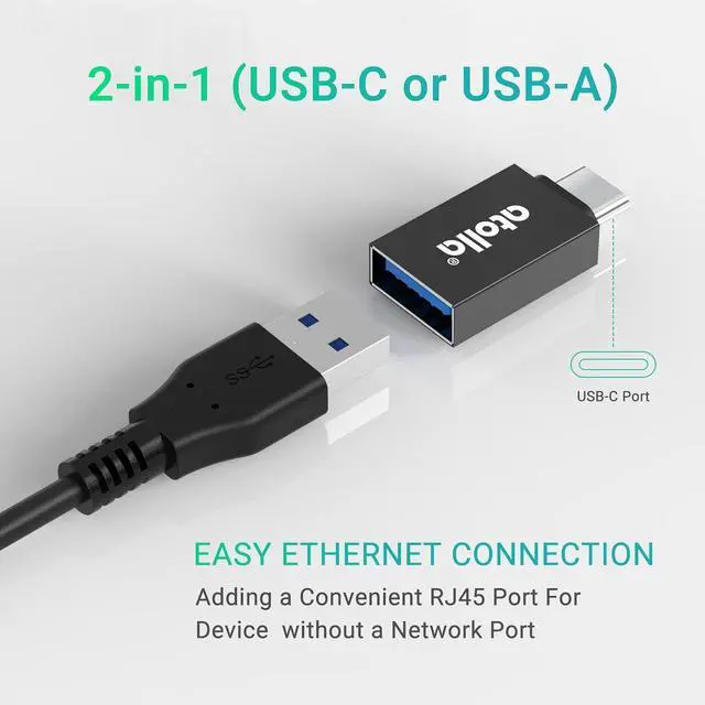 Alt view image 5 of 7 - USB 3.0 Hub Ethernet with USB C Adapter, 3 Port USB 3.0 Splitter Gigabit Ethernet Hub + USB C HUB Network RJ45 1000Mbps USB Extender