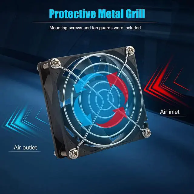 Alt view image 5 of 6 - 2-Pack 80mm x 25mm DC 12 Volt Fans 2-Pin Brushless Replacement Cooling Fan
