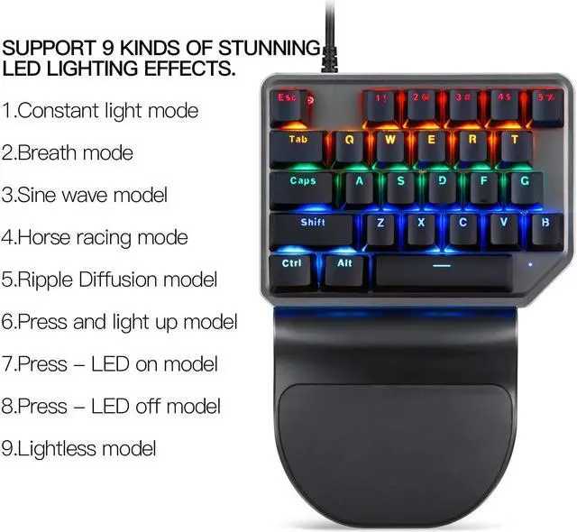 Alt view image 2 of 7 - MOTOSPEED K27 One-Handed Mechanical Mini Gaming Keypad 27 Keys, 9 LED Backlit USB Wired Mechanical Gaming Keyboard for Pro Keyboard Computer/PC/Desktop/Laptop/Mac