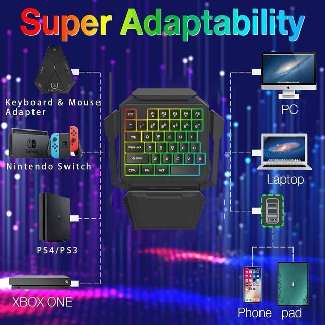  One Handed RGB Professional Gaming Keyboard And Mouse Combo, 35  Keys Portable PUBG, Half Keyboard Gaming Set for Laptop PC Xbox PS4 Switch  Gamer : Electronics