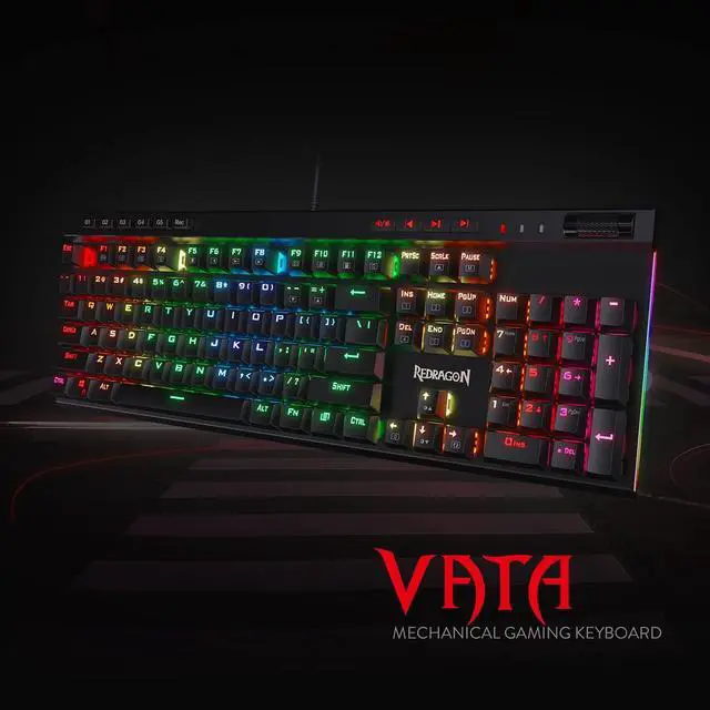 Alt view image 2 of 7 - K580 VATA RGB LED Backlit Mechanical Gaming Keyboard with Macro Keys & Dedicated Media Controls, Hot-Swappable Socket, Onboard Macro Recording (Blue Switches)