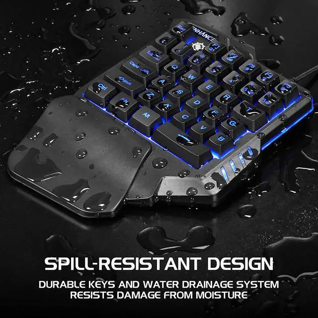 Alt view image 5 of 7 - ENHANCE Gaming Keypad One Handed Gaming Keyboard - 7 Color LED Backlit, Programmable Keys, Ergonomic Wrist Pad and Braided USB Cable - Small Keyboard Great for FPS Games