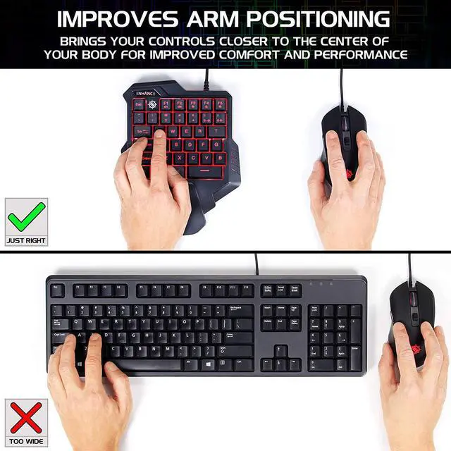 Alt view image 7 of 7 - ENHANCE Gaming Keypad One Handed Gaming Keyboard - 7 Color LED Backlit, Programmable Keys, Ergonomic Wrist Pad and Braided USB Cable - Small Keyboard Great for FPS Games