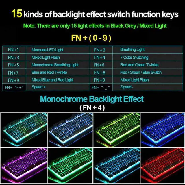 Alt view image 5 of 7 - FELiCON Wired Game Keyboard and Mouse Combo, RGB LED Backlit Mechanical Feel Keyboard with Hand Rest Phone Holder,and 6 Button 3200 DPI Mice and Large RGB Mouse Pad for Computer Gamer Office