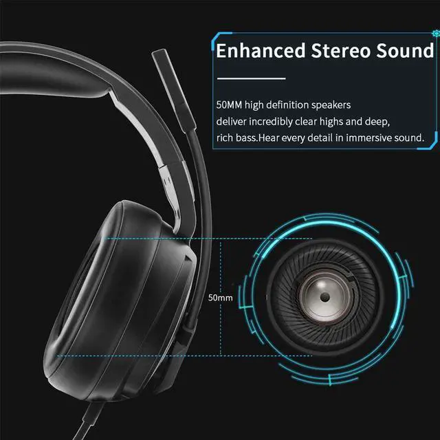 Alt view image 5 of 7 - OCTTO NUBWO N12 Gaming Headset - Xbox One & PS4 Compatible, 3.5mm Surround Stereo Gaming Headphones with Mic & Soft Memory Earmuffs for PC & Laptop