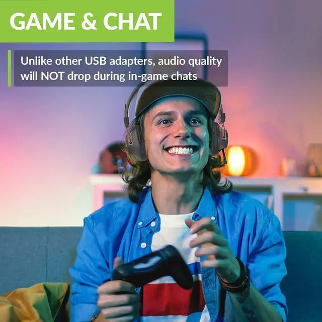 Alt view image 4 of 7 - Avantree DG59M - Bluetooth Headphones with Mic for PS5 & PS4, Wireless Headset with USB Adapter for PC, Laptop, Computer, Gaming & Working from Home, Support in-Game Audio, 40hrs Play Time