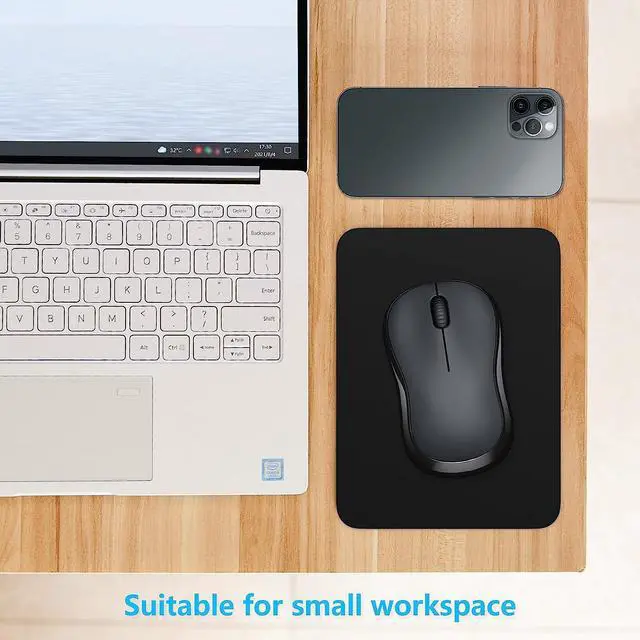 Alt view image 4 of 7 - Small Mouse Pad 6 x 8 Inch Thick Rubber Premium-Textured Non-Slip Portable & Washable Mini Mouse Mat for Women Men Wireless Laptops Keyboard Tray Gaming Work Computer Office Travel Black
