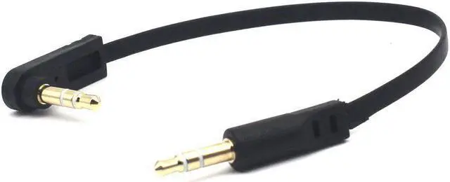 Alt view image 2 of 5 - 15cm 1/8 3.5mm TRS Jack Audio Flat Cable 2 Pack Straight Male to 90 Degree Angle Male 3.5mm 3 Pole Stereo Plug Headphone Headset AUX Cord