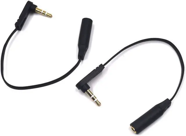 Alt view image 5 of 6 - 15cm 1/8 3.5mm TRS Jack Extension Audio Flat Cable 2 Pack 90 Degree Angle 3.5mm 3 Pole Stereo Plug Male to Female Extender Headphone Headset AUX Cord
