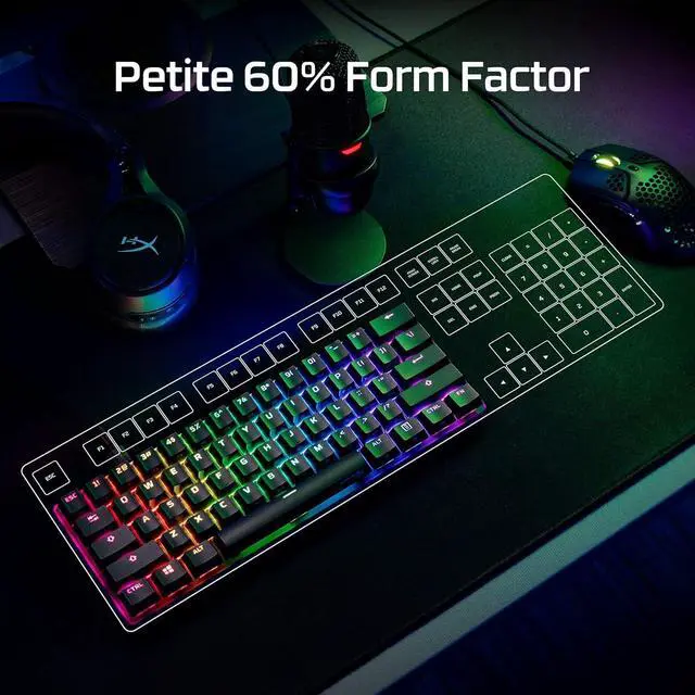 Alt view image 9 of 16 - HyperX Alloy Origins 60 RGB Mechanical Gaming Keyboard - Red Switches