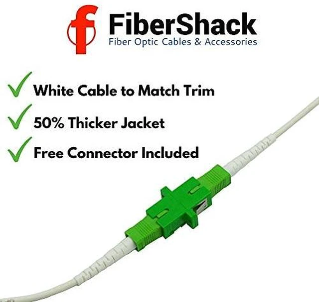 Alt view image 2 of 7 - White SC/APC to SC/APC Fiber Optic Patch Cable FTTH Home Fiber Internet (White SC/APC to SC/APC, 80 feet - 25M)