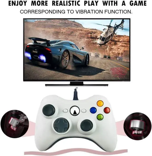 Alt view image 4 of 7 - Reiso Xbox 360 Controller, 7.2 ft USB Wired PC Controller Compatible with Microsoft Xbox 360 & Slim 360 PC Windows (Black and White)