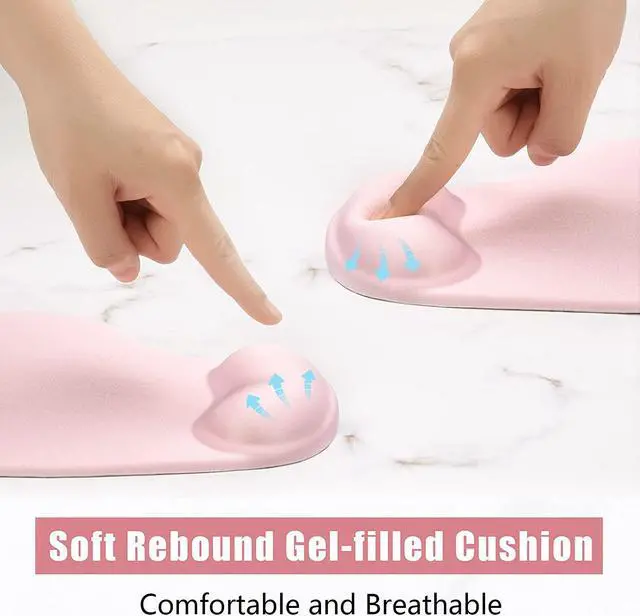 Alt view image 3 of 6 - Ergonomic Mouse Pad with Wrist Rest Support Gel Mouse Pads with Non-Slip PU Base Pain Relief Memory Foam Mousepad for Laptop PC Cute Office Supplies Desk Decro Accessories Pink