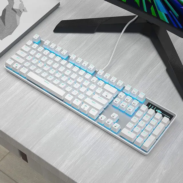 Alt view image 7 of 7 - MageGee Mechanical Gaming Keyboard, Wired USB Adjustable Backlight Keyboard, New Mechanical Storm 100% Anti-ghosting Keyboard with Blue Switches for Windows PC/MAC Games (White)