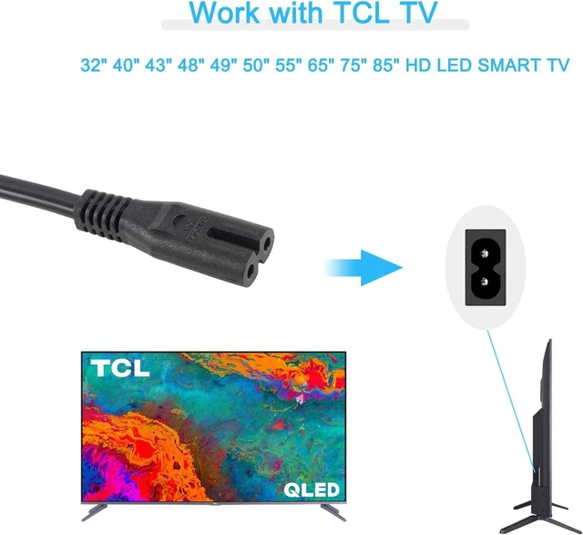 Alt view image 2 of 5 - 6 ft AC Power Cord Compatible with TCL Smart LED LCD HD TV