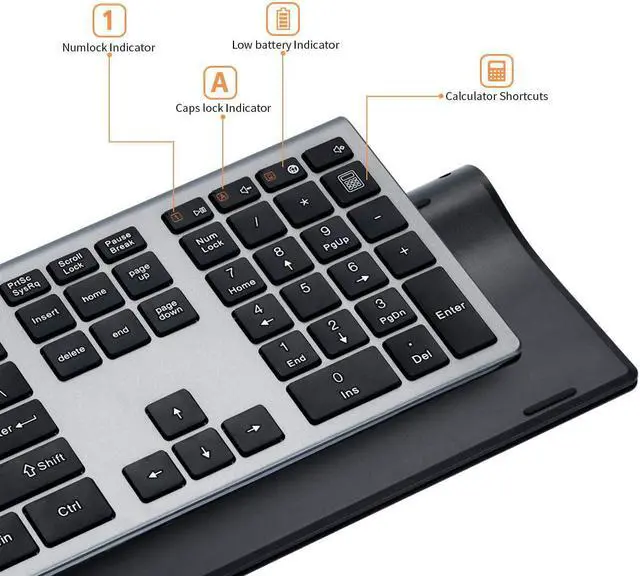 Alt view image 2 of 7 - Wireless Keyboard Mouse Combo 2.4GHz Ultrathin Full-Size 109 Keys Keyboard and Ergonomic 3 Level DPI Adjustable Silent Mouse with USB Receiver for Windows Laptop PC (Space Grey)