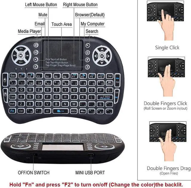 Alt view image 3 of 7 - (Updated Backlit) 2.4GHz Backlight Wireless Keyboard with touchpad Rechargeable Wireless Keyboard Mouse Combo Portable Mini Keyboard mice for/TV Box/Google/Windows/Mac