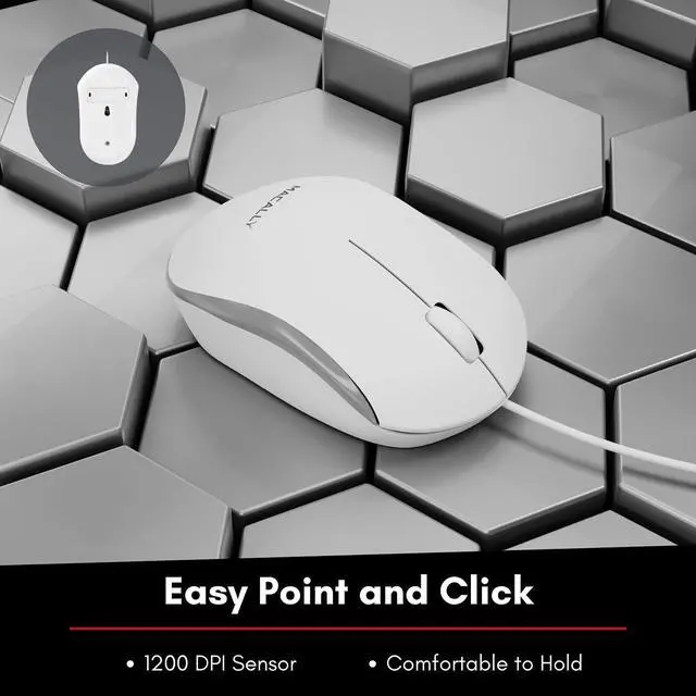 Alt view image 4 of 7 - Macally Full Size USB Wired Mac Keyboard and Mouse Combo - Compatible Ergonomic Apple Keyboard and Mouse with Mac Shortcuts and Number Keypad for Mac Mini Pro, iMac Computer, MacBook Pro Air Laptops