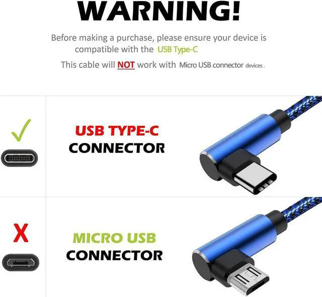 Alt view image 2 of 7 - Extra Long Right Angle USB Type C Cable (2 Pack 10FT) Fast Charger USB A to USB C Cord for Samsung Galaxy S22 Ultra S21 Plus S20 FE S10 Note 20 Ultra Note 10 Plus A13 A12 A32 A52, Google 6 Pro (Blue)