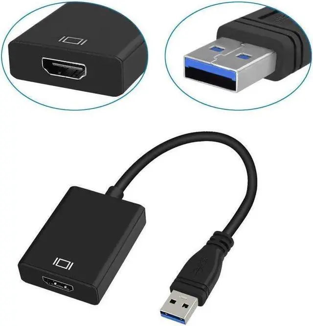 Alt view image 3 of 7 - USB 3.0 to HDMI Adapter 1080P HD Audio Video Converter USB to HDMI Adapter with Audio Output Multiple Monitors Compatible with Windows XP 7/8/8.1/10 for PC Laptop Projector HDTV