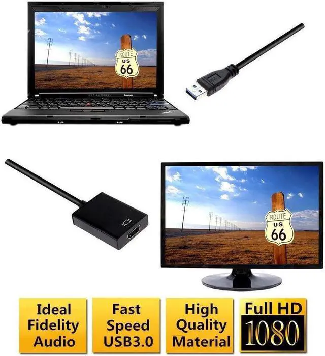 Alt view image 6 of 7 - USB 3.0 to HDMI Adapter 1080P HD Audio Video Converter USB to HDMI Adapter with Audio Output Multiple Monitors Compatible with Windows XP 7/8/8.1/10 for PC Laptop Projector HDTV