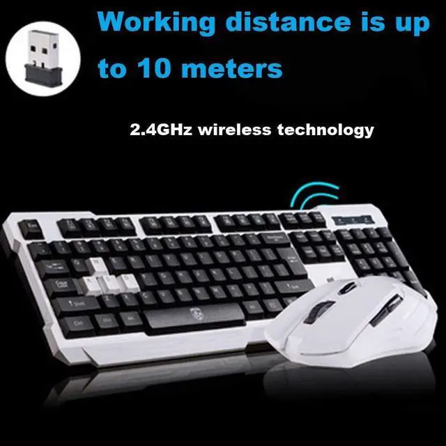 Alt view image 3 of 3 - UniFire V60 Waterproof 2.4G Wireless Gaming Keyboard with Mouse DPI Control For DESKTOP PC Laptop Wireless Keyboard Mouse Combos (white)