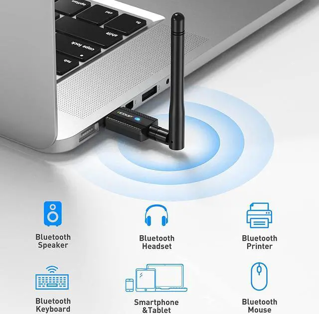 Alt view image 4 of 6 - 600Mbps Bluetooth 4.2 USB WiFi Adapter, Dual Band 2.4Ghz / 5.8Ghz USB Wireless Adapter with 2DBI Antenna, USB WiFi Dongle for Desktop/Computer, Support Win Vista/XP/7/8.1/10/MacOS 10.6~10.15.3