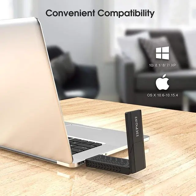 Alt view image 7 of 7 - EDUP  USB 3.0 WiFi Adapter AC1900Mbps 5.8Ghz/2.4Ghz 6dBi Antennas Wireless Network Adapter Wi-Fi Dongle for Laptop Desktop PC Supports Windows 10/7/8/8.1/XP Mac OS X 10.6-10.15.4