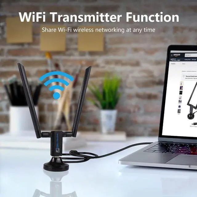 Alt view image 4 of 7 - Blueshadow AC1900 USB WiFi Adapter for Gaming - 2.4G/5G Dual Band Wireless Network Adapter for PC Desktop, MU-MIMO WiFi Dongle, USB 3.0, Supports Windows11/10/8/7/Vista/XP, Mac OS X 10.5-10.15