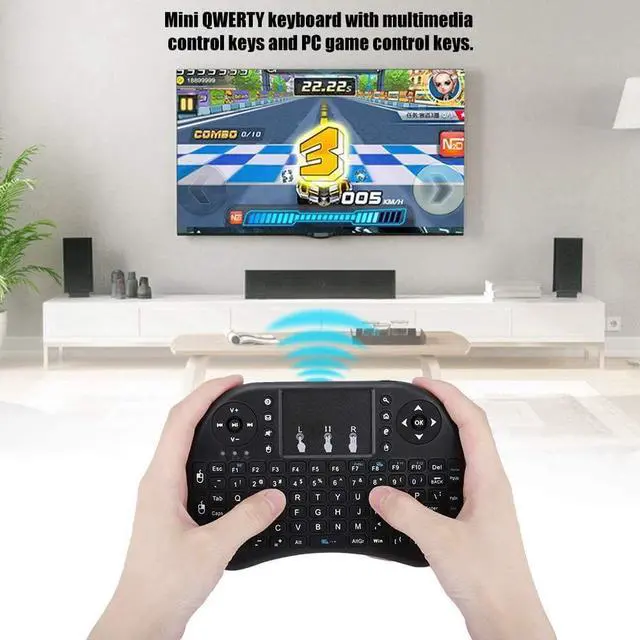 Alt view image 2 of 7 - Mini Wireless Keyboard with Touchpad, Portable 2.4Ghz Wireless Handheld Keyboard Flying Mouse Wireless Keyboard for Home Multimedia for PC, Laptop, Smart TV, Windows, TV Box, etc