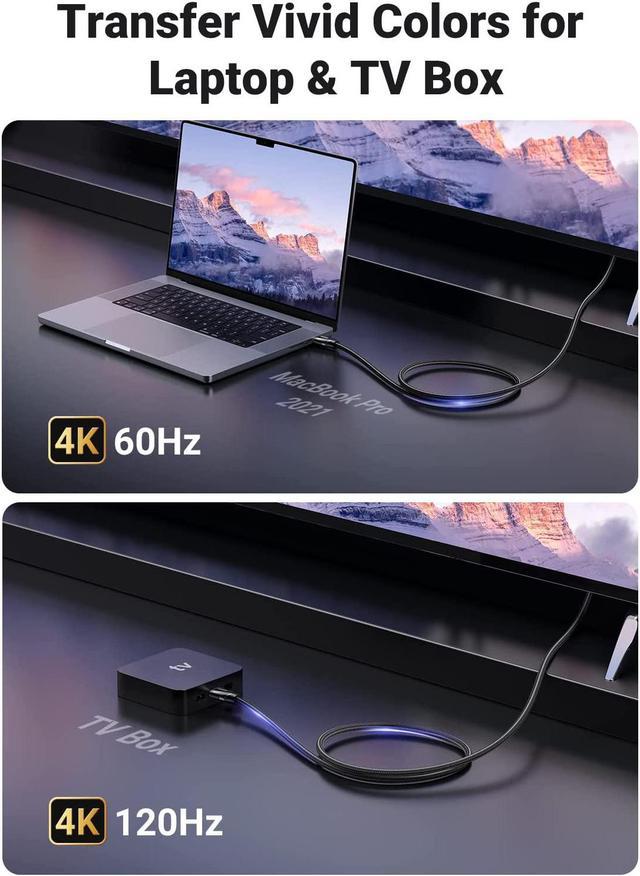 UGREEN 8K Plat Câble HDMI 2.1 8K 60Hz 4K 120Hz Haute Vitesse 48 Gbps  Supporte 3D eARC HDR Dynamique HDR 10 Dolby Vision HDCP 2.2 2.3 Compatible  avec