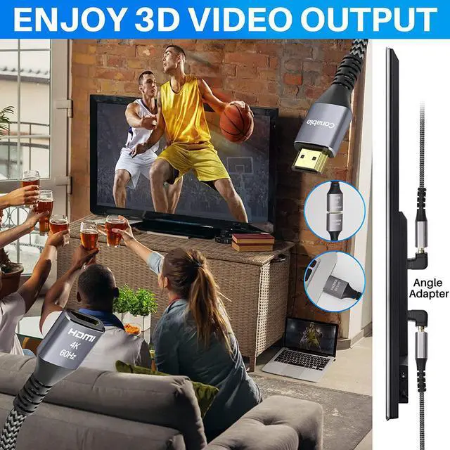 Alt view image 3 of 6 - 4K HDMI Extension Cable 25 Feet HDMI 2.0 Braided Extender Male to Female Cord Pure Copper 3D 4K@60Hz 2160p 1080p HDR HDCP 2.2 ARC (with 25 Ties 25 U Nails 2 HDMI Adapters)- 25FT