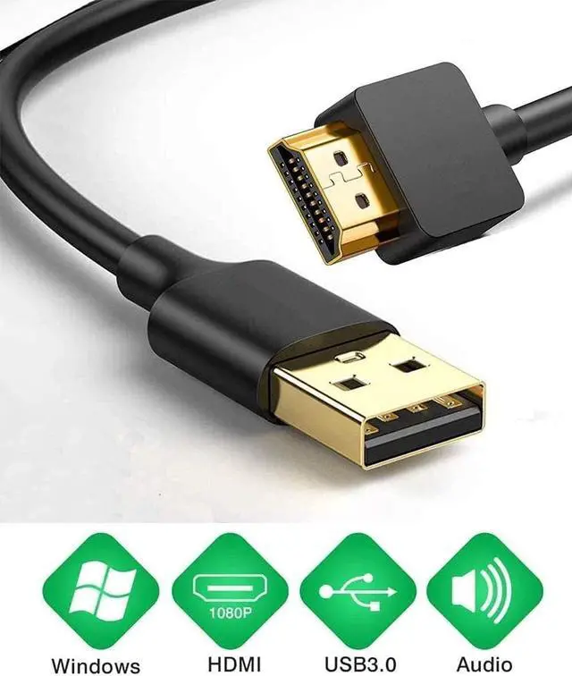 Alt view image 5 of 8 - USB to HDMI Adapter Cable for Mac iOS Windows 10/8/7/Vista/XP USB 3.0 to HDMI Male HD 1080P Monitor Display Audio Video Converter Cable Cord - 2M