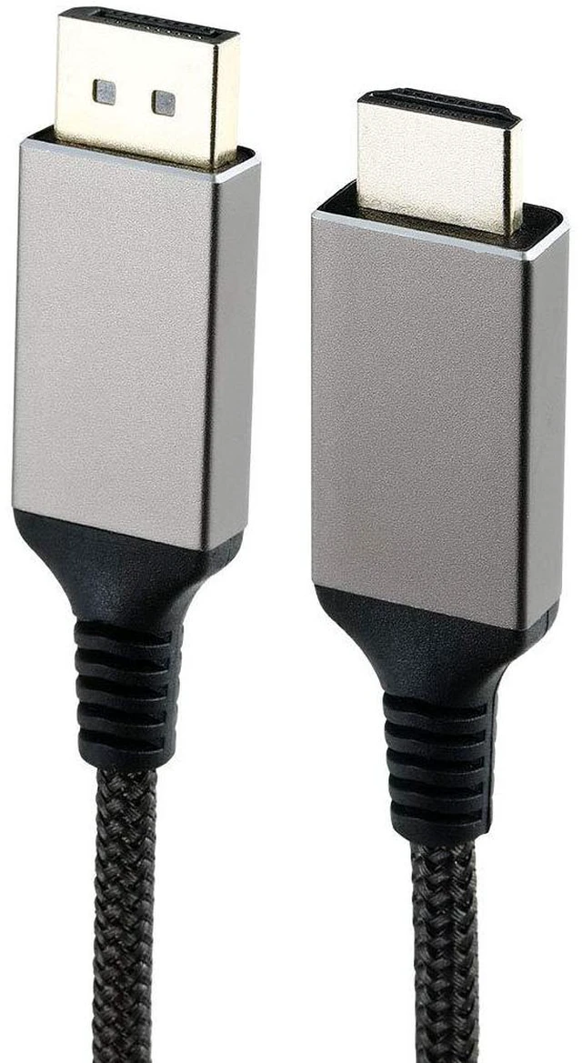 Alt view image 4 of 7 - DisplayPort to HDMI Cable, XOUPFORE, Nylon Braided Uni-Directional 4K UHD HD High-Speed DP to HDMI Cable, Compatible with DisplayPort Computer Laptop, 6.6 ft, Dark Grey