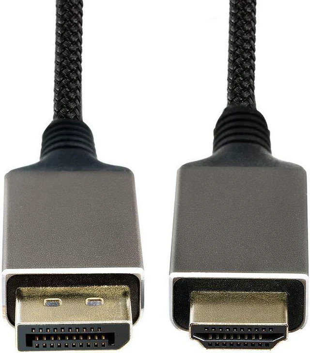Alt view image 3 of 7 - DisplayPort to HDMI Cable, XOUPFORE, Nylon Braided Uni-Directional 4K UHD HD High-Speed DP to HDMI Cable, Compatible with DisplayPort Computer Laptop, 6.6 ft, Dark Grey