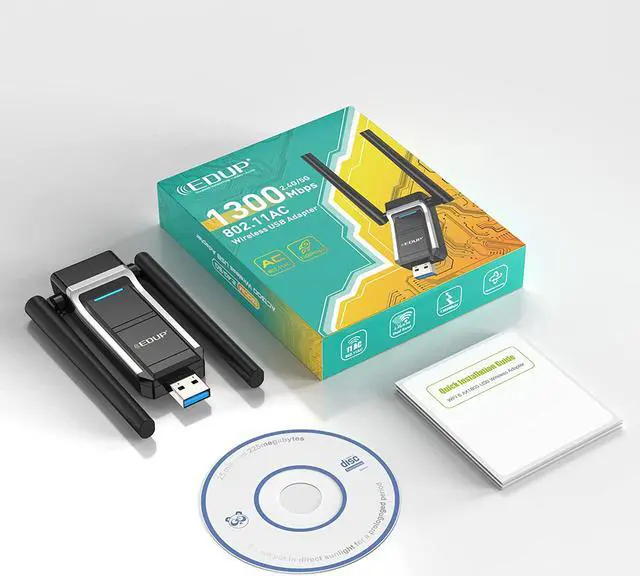 Alt view image 7 of 7 - EDUP USB 3.0 WiFi Adapter AC 1300Mbps Long Range High Gain Dual Band Antennas 5.8Ghz/2.4Ghz Wireless Network Adapters for Desktop PC Laptop Support Windows 11/10/8.1/8/7/XP/Vista / Mac 10. 6-10.15