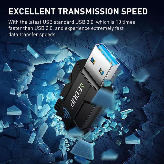 Alt view image 7 of 7 - EDUP AC 1300Mbps USB WiFi Adapter for PC USB 3.0 Wireless Dongle, 5Ghz /2.4Ghz Dual Band 802.11ac Network Adapter for Desktop Laptop,Built-in Antenna Supports Windows 10/8/7/XP/Vista/Mac10.6~10.15