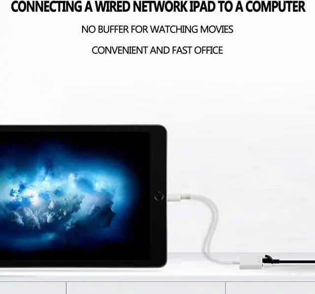 Alt view image 4 of 7 - Lightning to RJ45 Ethernet LAN Network Adapter with Charge Port for Select iPhone,iPad Models 100Mbps Charging Plug and Play