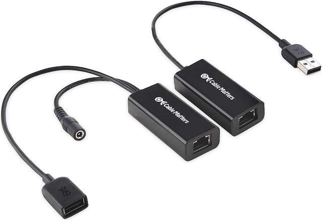 Main image of Cable Matters USB Over Ethernet Extender with Power Adapter up to 150 ft - Full USB 2.0 Support for Keyboard, Mouse, Webcam, and More