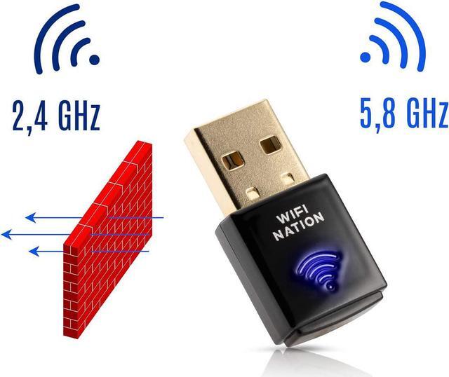 Alt view image 3 of 7 - WiFi Nation® WiFi Dongle Mini 802.11ac AC600 USB WiFi Adapter, chipset: Realtek RTL8811AU, Dual Band 2.4GHz or 5GHz, Windows, MacOS and Linux Supported, Product Model: WN-H2