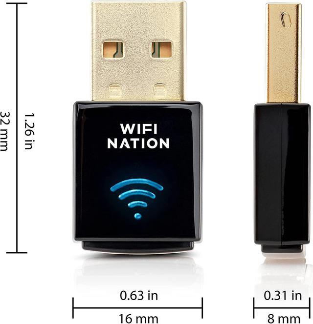 Alt view image 2 of 7 - WiFi Nation® WiFi Dongle Mini 802.11ac AC600 USB WiFi Adapter, chipset: Realtek RTL8811AU, Dual Band 2.4GHz or 5GHz, Windows, MacOS and Linux Supported, Product Model: WN-H2