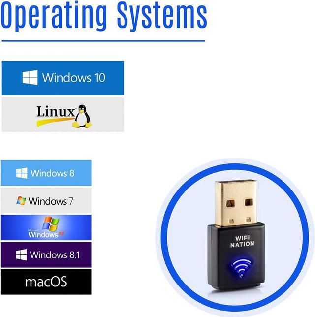 Alt view image 6 of 7 - WiFi Nation® WiFi Dongle Mini 802.11ac AC600 USB WiFi Adapter, chipset: Realtek RTL8811AU, Dual Band 2.4GHz or 5GHz, Windows, MacOS and Linux Supported, Product Model: WN-H2
