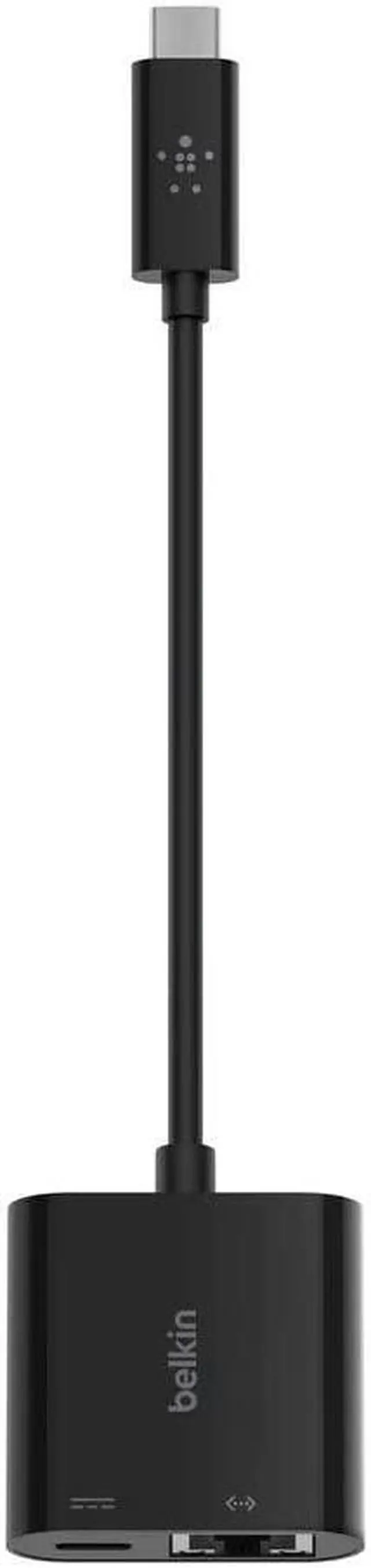 Alt view image 2 of 5 - USB-C to Ethernet Adapter + Charge (60W Passthrough Power for Connected Devices 1000 Mbps Ethernet Speeds) MacBook Pro Ethernet Adapter (INC001btBK)