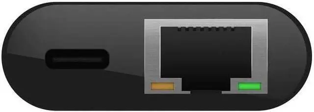 Alt view image 3 of 5 - USB-C to Ethernet Adapter + Charge (60W Passthrough Power for Connected Devices 1000 Mbps Ethernet Speeds) MacBook Pro Ethernet Adapter (INC001btBK)