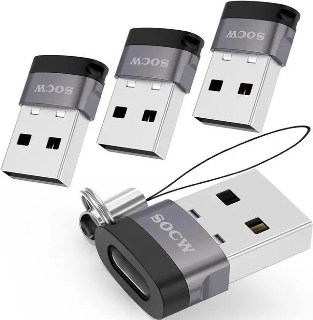 Main image of USB C to USB Adapter (4 Pack) USB-C Female to USB Male Type C to USB A Converter Compatible with Apple MagSafe iPhone 11 12 13 14 15 Pro Max  Galaxy Note Google Pixel etc Grey