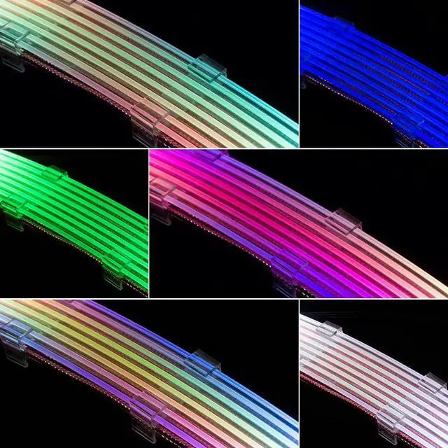 Alt view image 4 of 7 - Qingsea RGB PSU Extension Cable Kit to 8-Pin GPU Addressable ARGB Extension Sleeved Cable Kit Custom Power Supply Braided with RGB Controller for Computer Gaming Case (8-Pin)