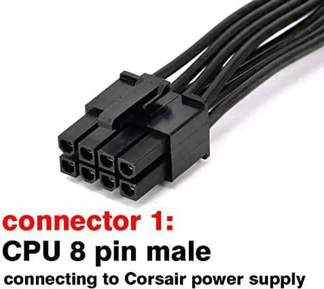Alt view image 2 of 5 - CPU 8 Pin Male to CPU 8 Pin (4+4) Male EPS-12V for Motherboard Power Adapter Cable ONLY for Corsair Modular Power Supply 32 inches (NOT PCI-e !!!)