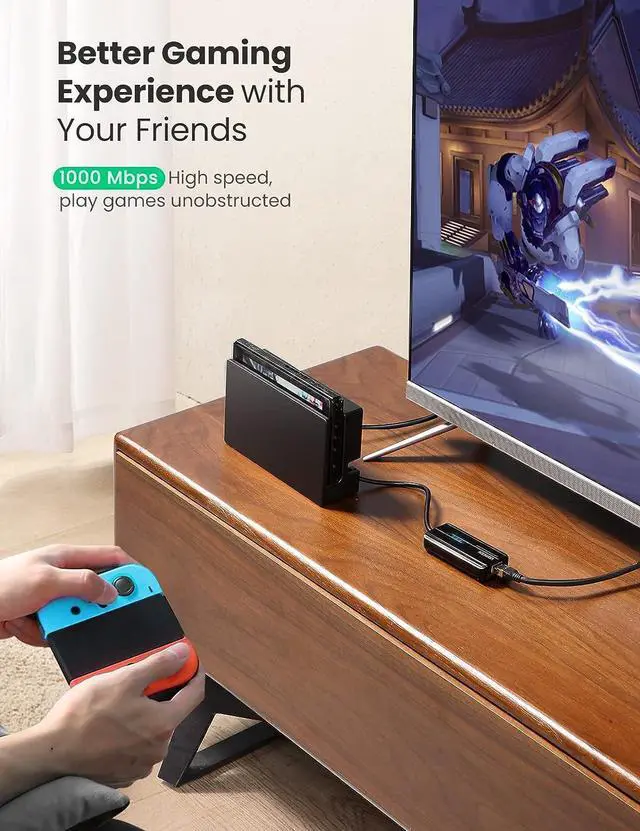 Alt view image 3 of 7 - UGREEN USB 3.0 Hub Ethernet Adapter 10 100 1000 Gigabit Network Converter with USB 3.0 Hub 3 Ports Compatible for Nintendo Switch Windows Surface Pro MacBook Air Retina iMac Pro Chromebook PC